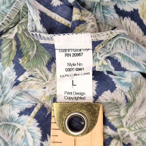 Tori Richard Hawaiian Shirt Large Floral Palm Short Sleeve 100% Cotton Lawn. - Picture 13 of 14